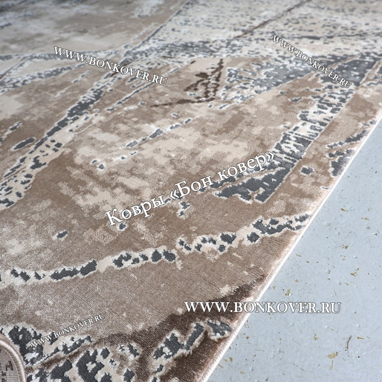 Турецкий Ковер Для Гостиной Дизайн 48 Серый с Коричневым